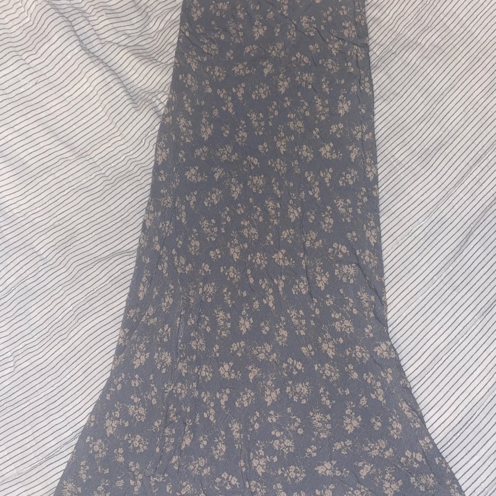 Light Blue Floral Midi Skirt